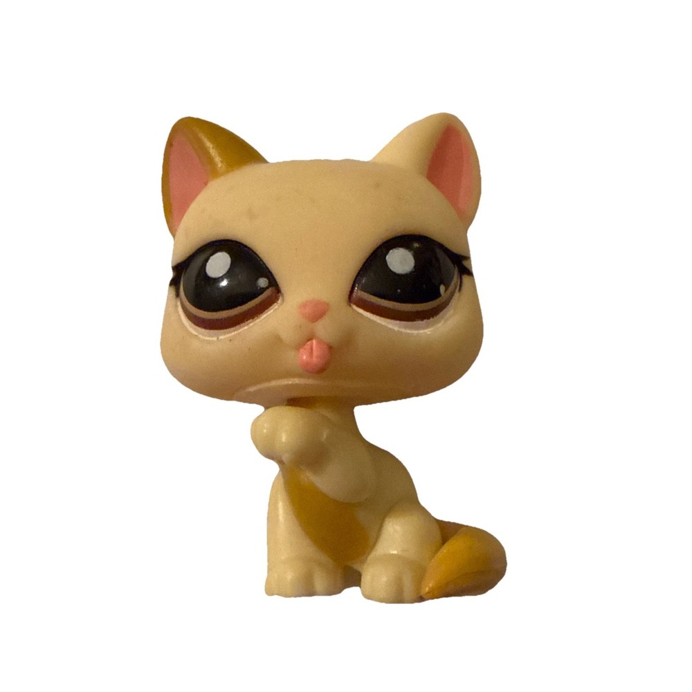 Littlest Pet Shop Cat 1692 Cream Yellow Brown Eyes LPS Hasbro